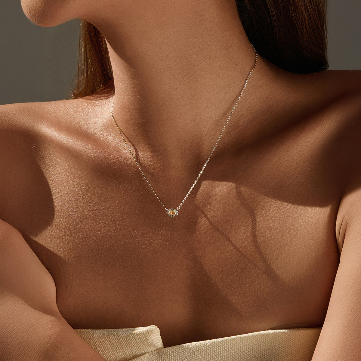 925 Sterling Silver Champagne Moissanite Necklace