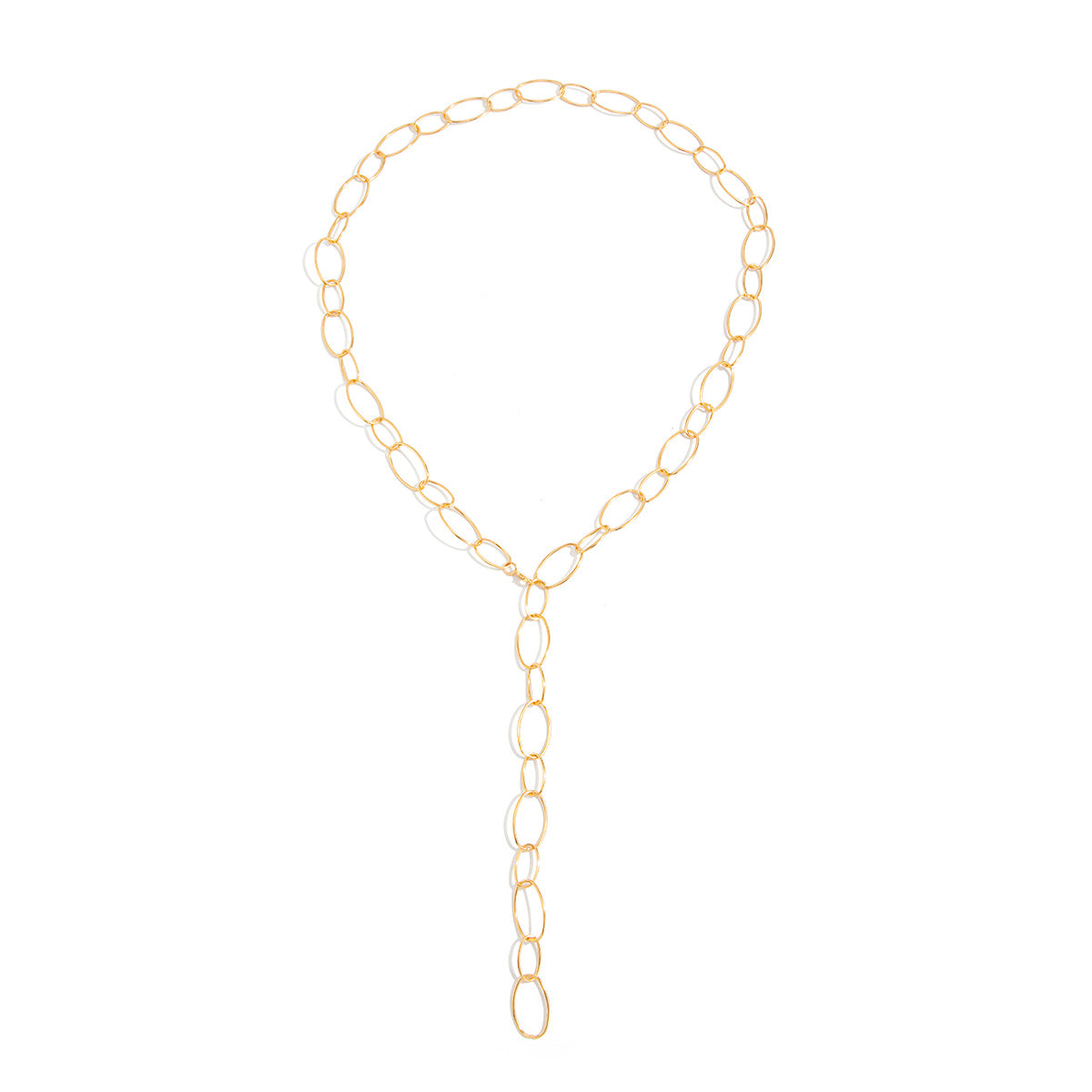 Hollow O-Ring Y-Shaped Fringe Necklace