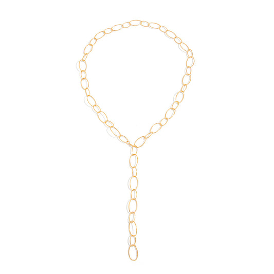 Hollow O-Ring Y-Shaped Fringe Necklace