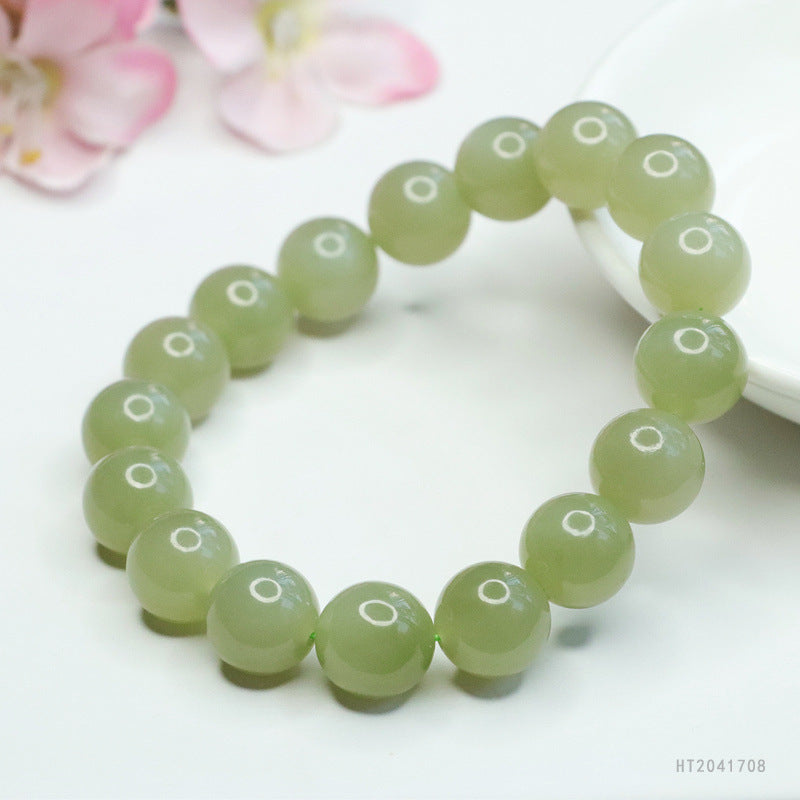 11 mm Lake Green Hetian Jade Bracelet