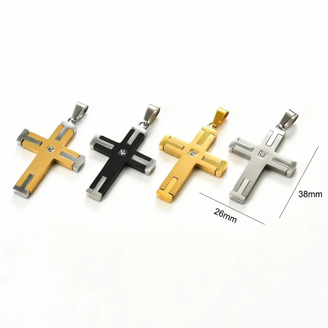 1. Planderful Titanium Steel Two Tone Cross Pendant Necklace Unisex Gift Jewelry Collection