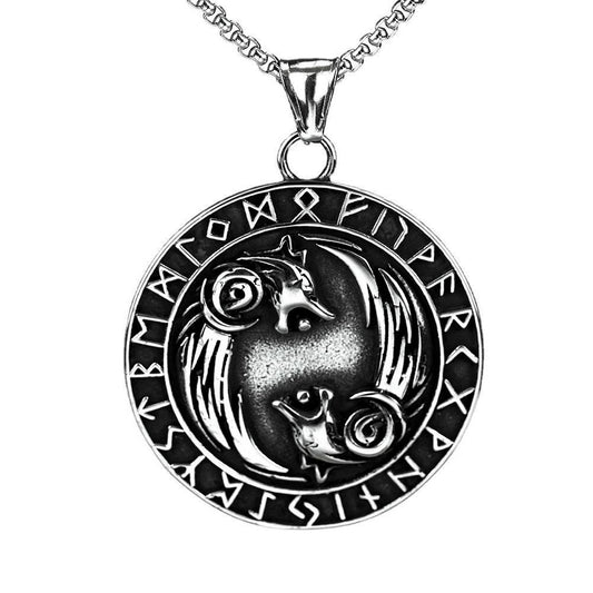 Vintage Personalized Men's Pendant Viking Wolf Head Necklace
