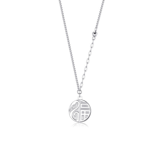 S925 Sterling Silver Fu Snake Necklace Women's Light Luxury Gift