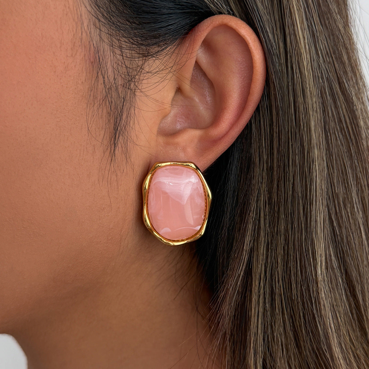 Planderful Vienna Verve Stainless Steel Irregular Concave Convex Stud Earrings For Women Geometric Statement Jewelry