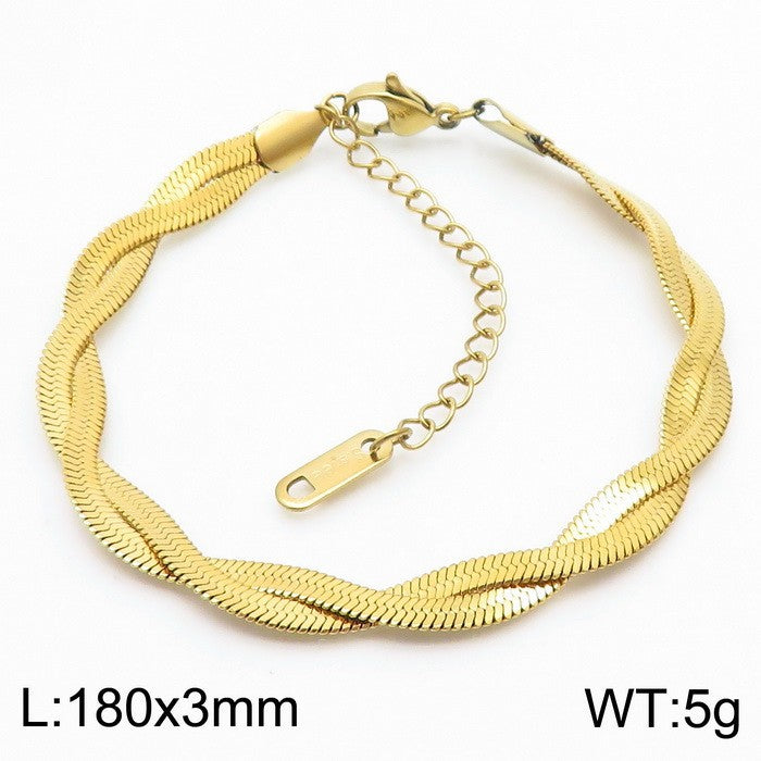 Trendy Adjustable Double Woven Chain Necklace And Bracelet