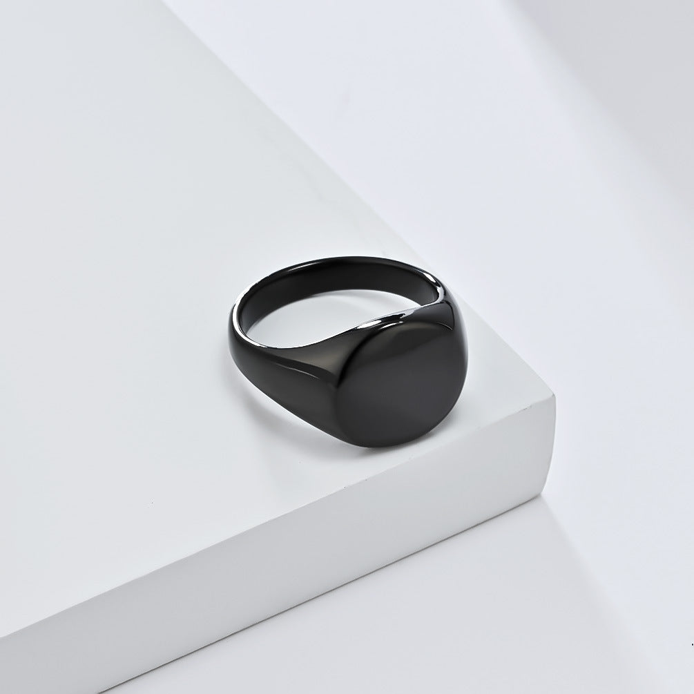 Planderful Titanium Steel Ring Unisex Geometric Round Smooth Surface Luxury Jewelry Everyday Genie