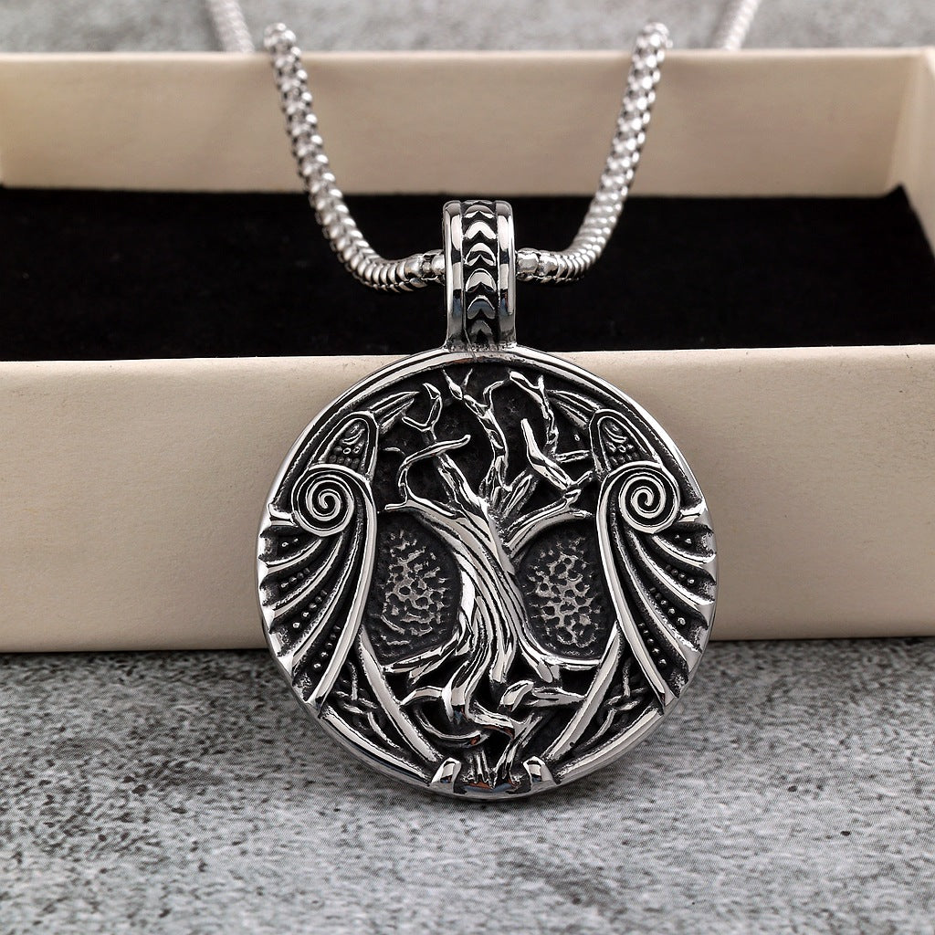 Vintage Tree of Life Viking Stainless Steel Pendant Necklace