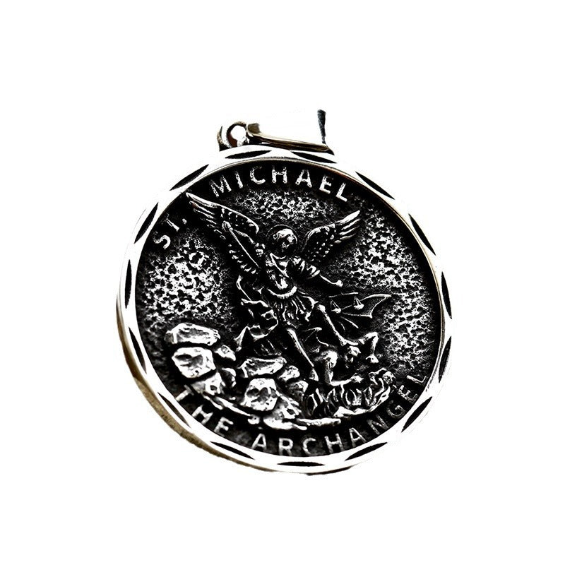Titanium Steel Angel Wings Michael Pendant for Men - European and American Inspired Jewelry