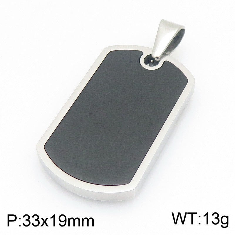Stainless Steel Men's Army Brand Pendant, Vacuum Electroplating Sand Surface Dog Brand Titanium Necklace