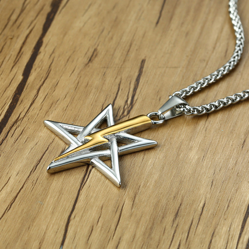 Hip-Hop Necklace Stainless Steel Five-Pointed Star Pendant