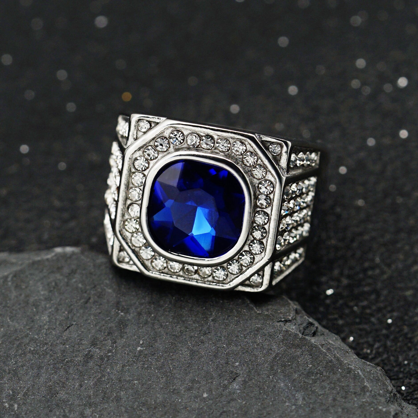 Planderful Everyday Genie Stainless Steel Zircon Ring Personalized for Men Unisex Statement Jewelry
