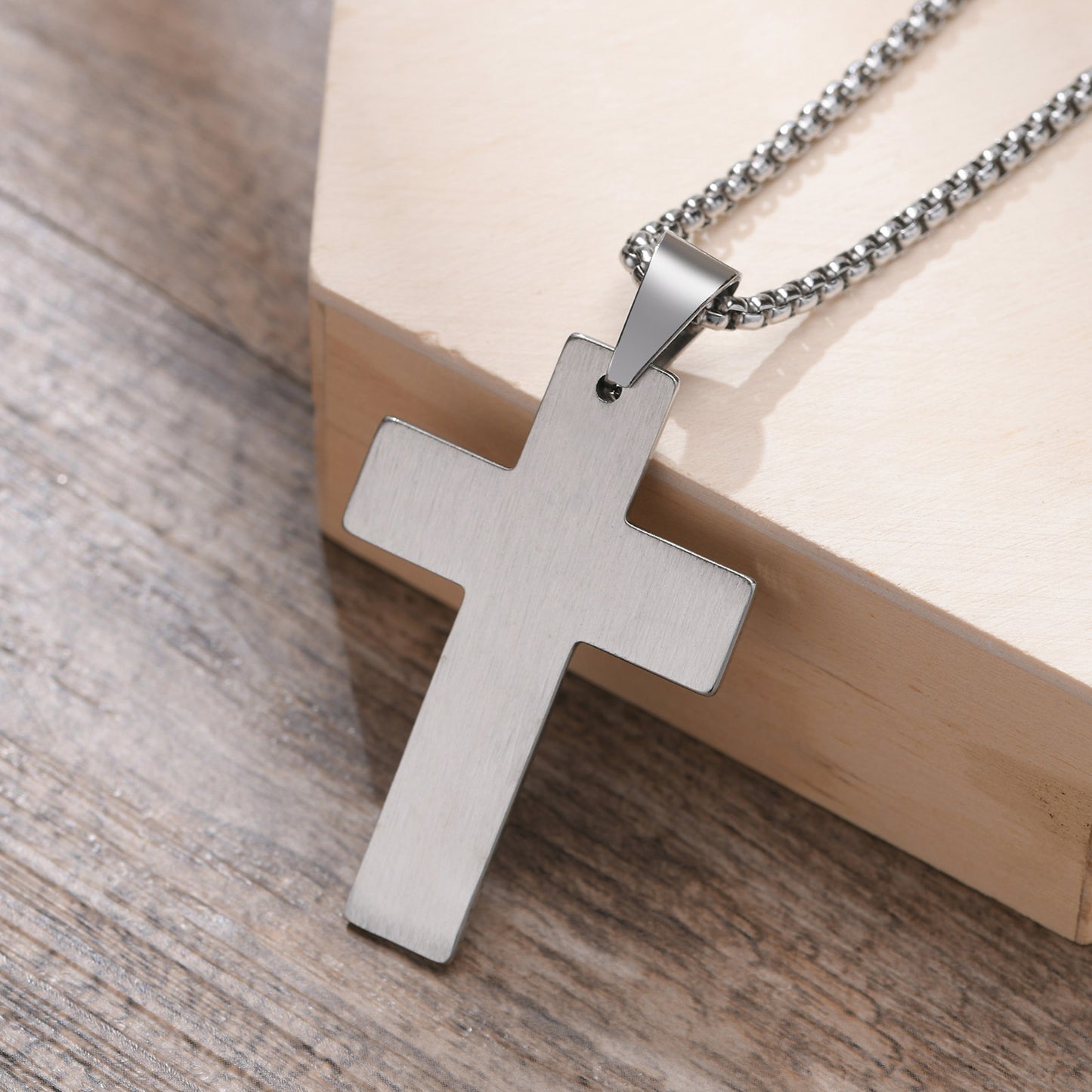 Stainless Steel Cross Pendant Men's Laser Accessories Necklace