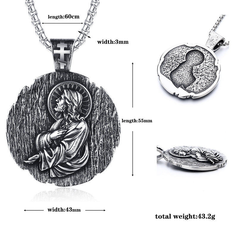 Steel Necklace – Vintage Retro Portrait Pendant
