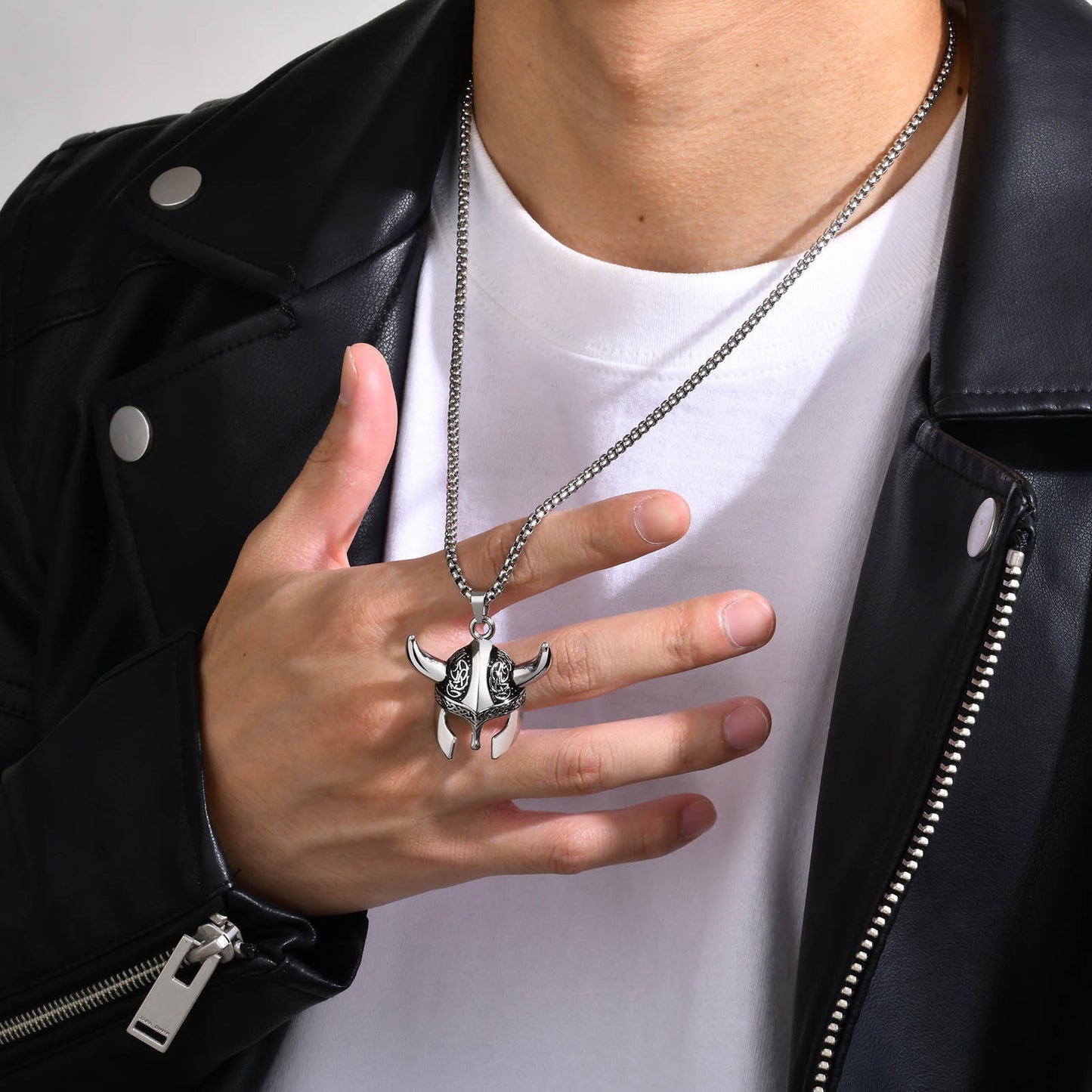 Stainless Steel Celtic Knot Viking Mask Pendant Necklace