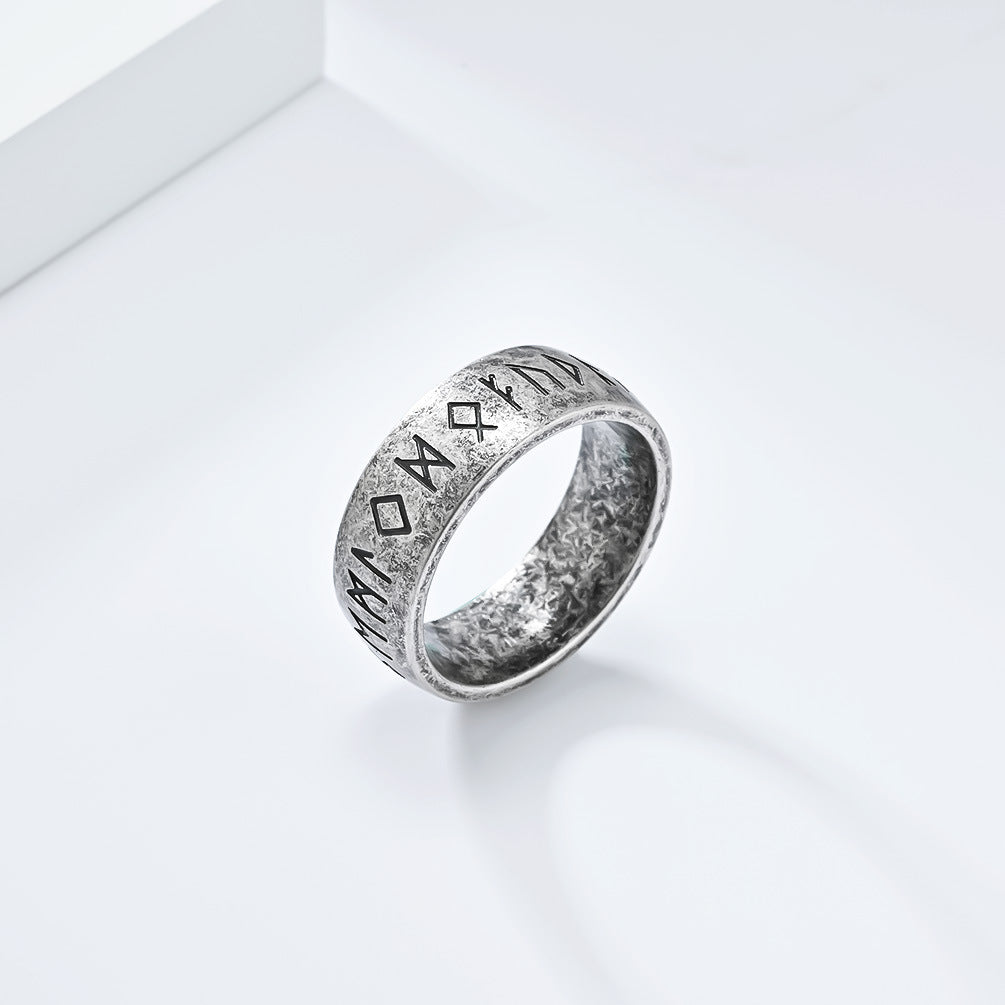 Planderful Viking Ring Luhn Rune Titanium Steel Band For Men Bold Neutral Style Everyday Genie