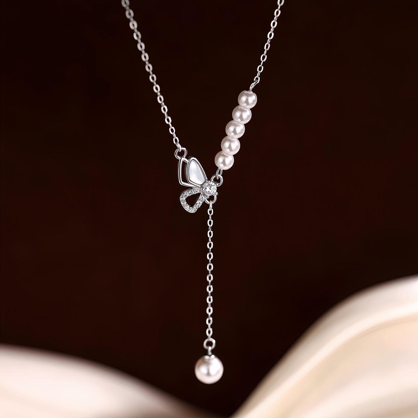 Planderful Sterling Silver Butterfly Tassel Necklace For Women Light Luxury Collarbone Chain