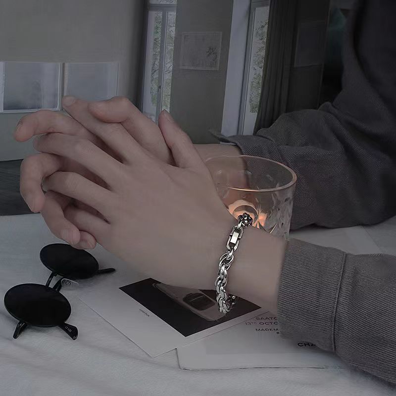 Planderful Jewelry Twist Chain Mens Titanium Steel Bracelet Thick Non Fade Everyday Genie Collection