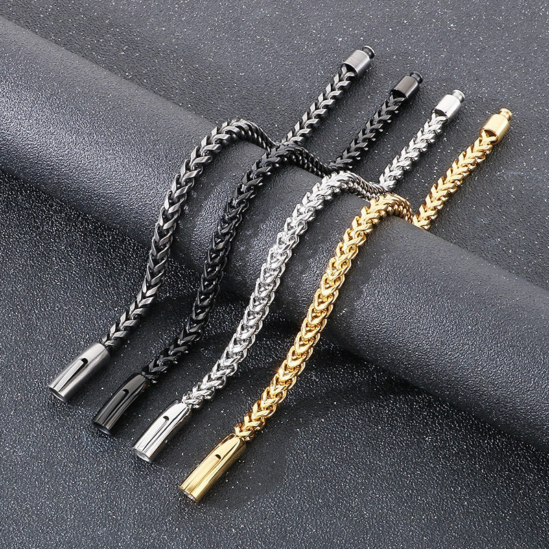 Planderful Men Stainless Steel Chain Bracelet Retro Style