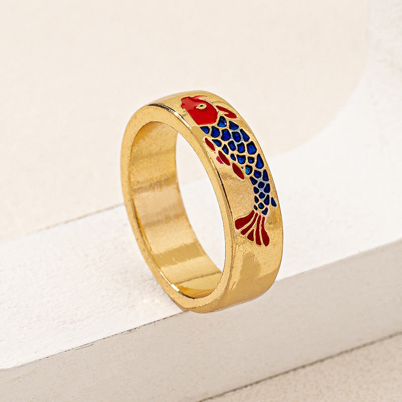 Stylish Red Koi Metal Ring For Women By Planderful