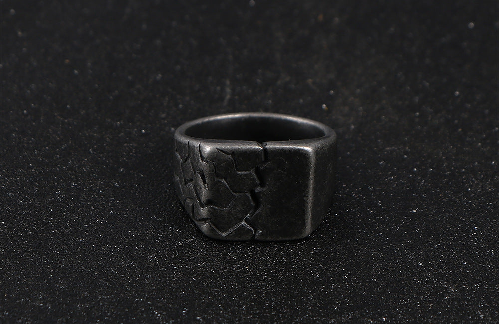 Titanium Steel Crack Ring Lightning Retro Mens Size 7 To 12