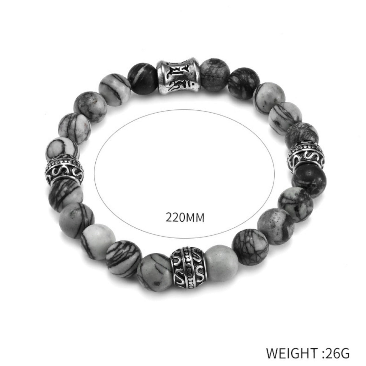Planderful Mens Volcanic Stone Beaded Bracelet With Titanium Steel For Men Everyday Genie Retro Chinese Style