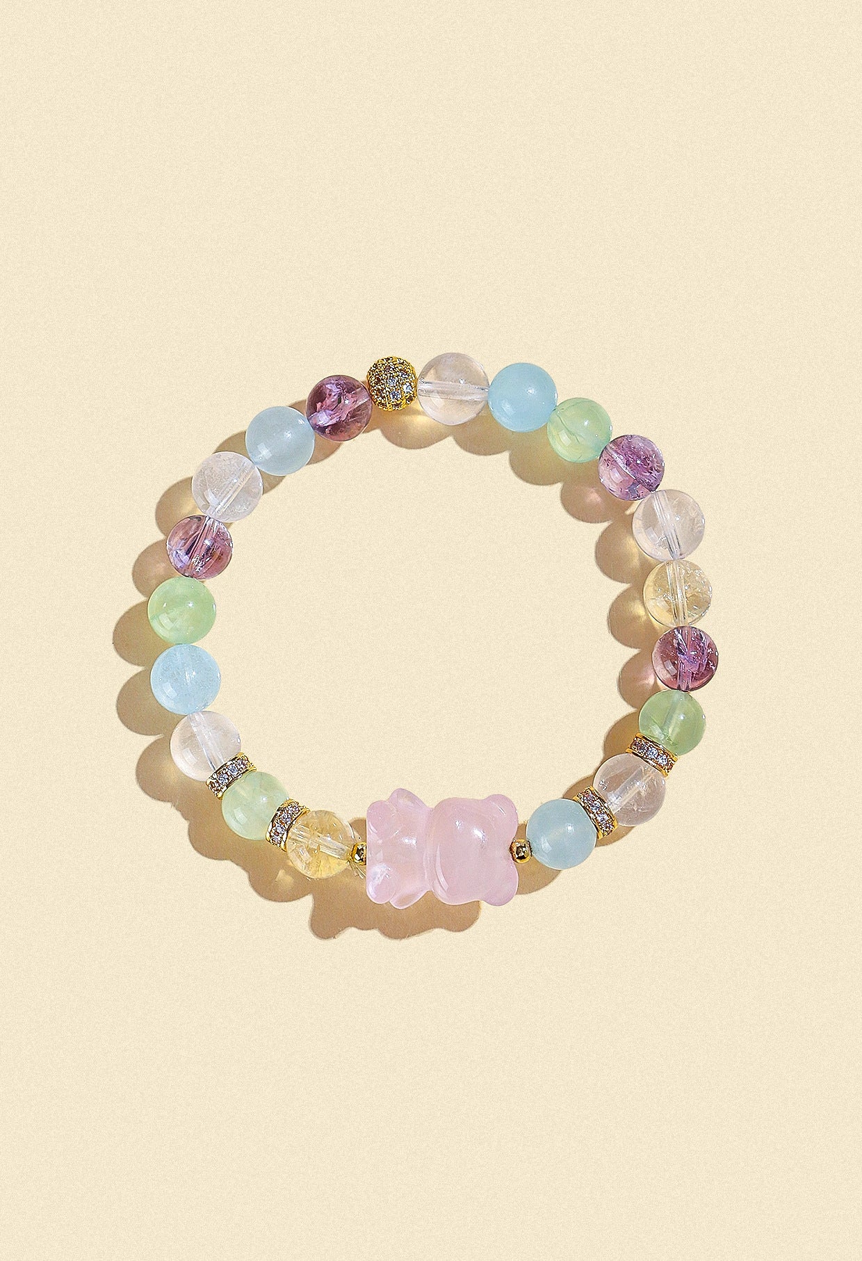 Planderful Duobao Bear Beaded Bracelet – Fresh and Sweet Crystal Elegance