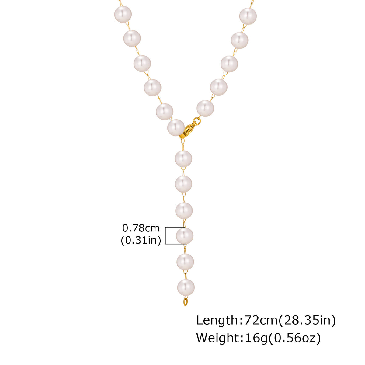 Stainless Steel -Style Minimalist Design – Layered Daily – Pearl-Like Y-Shaped Necklace