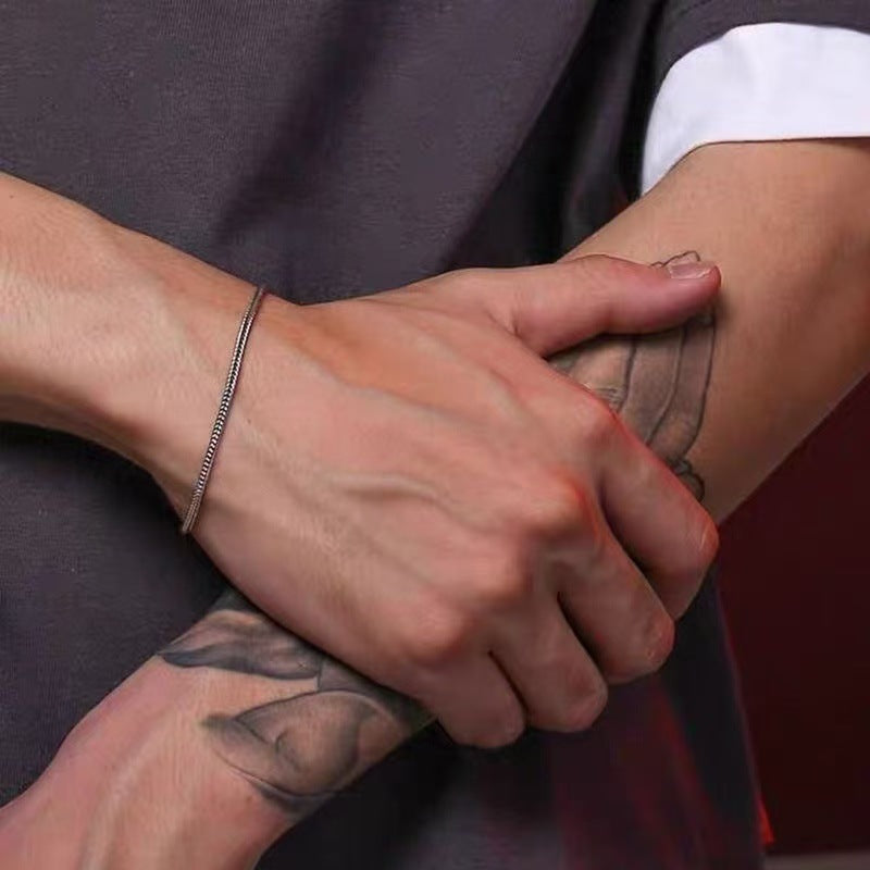 Planderful Jewelry Mens Gold Tone Steel Bracelet With Fox Tail Handmade Design