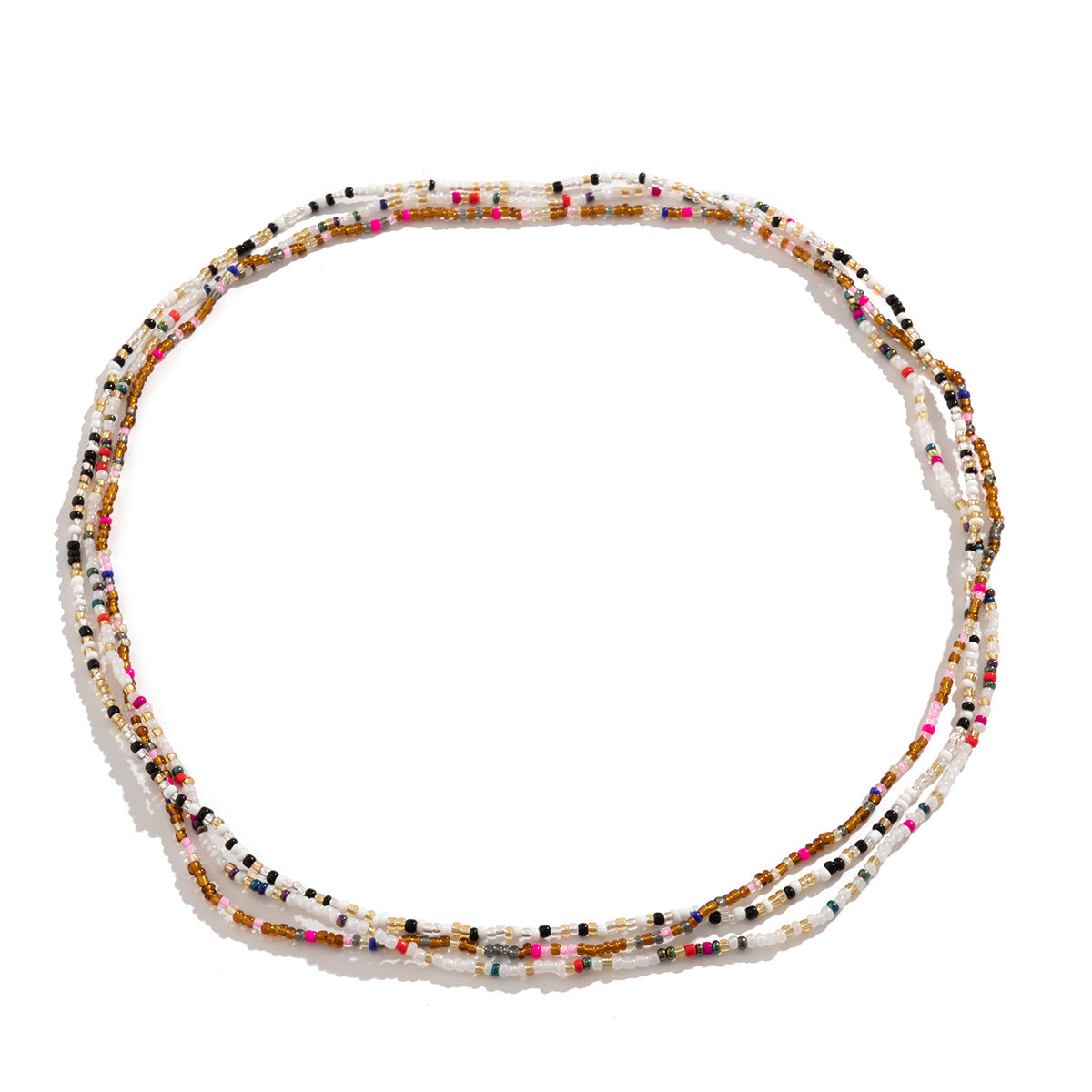 Elastic Waist Chain with Beige Beads and Multi-layer Body Chain for Women, European and American Style Jewelry