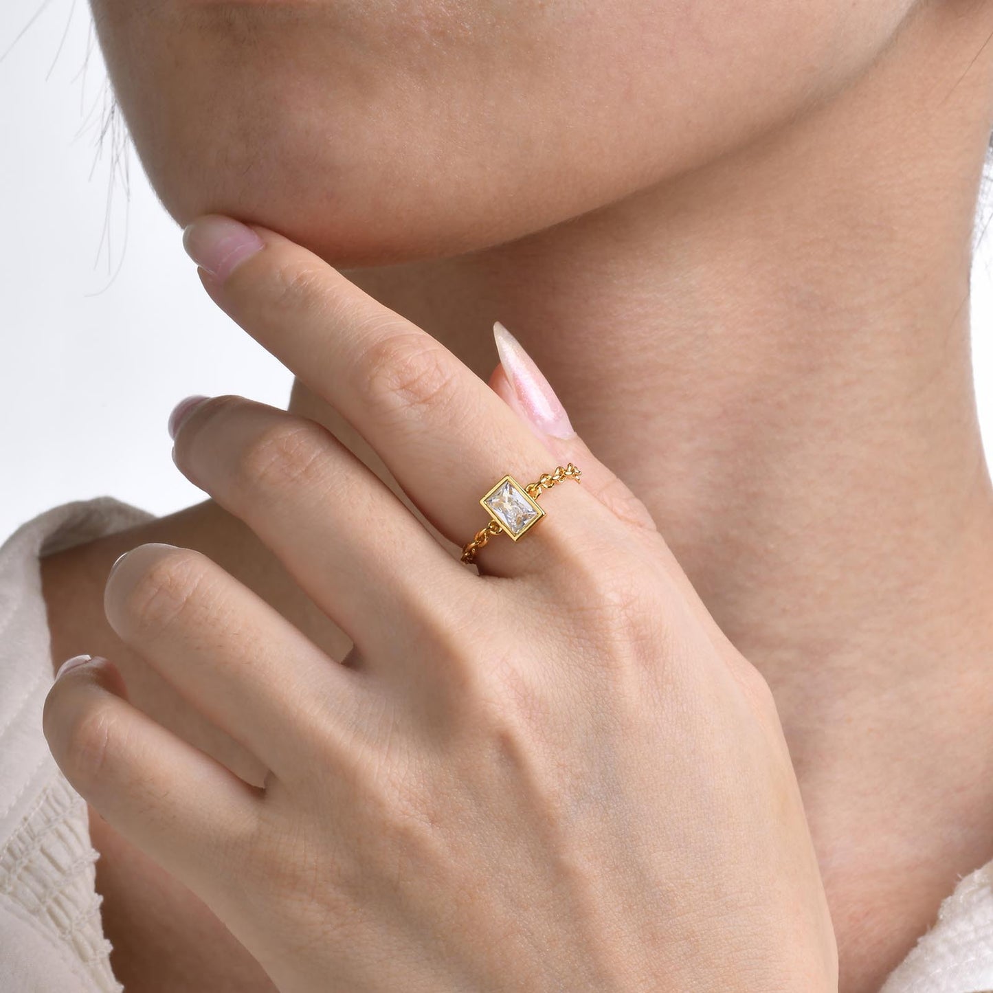 Zircon Chain Ring Gold Women's Fashion Ring Accessories Wholesale