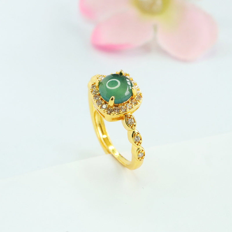 Blue-Water Jadeite Sugar-Cube Ring