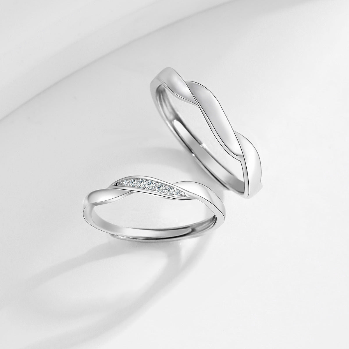 Planderful Love Together Couple Ring – Light Luxury Sterling Silver Pair