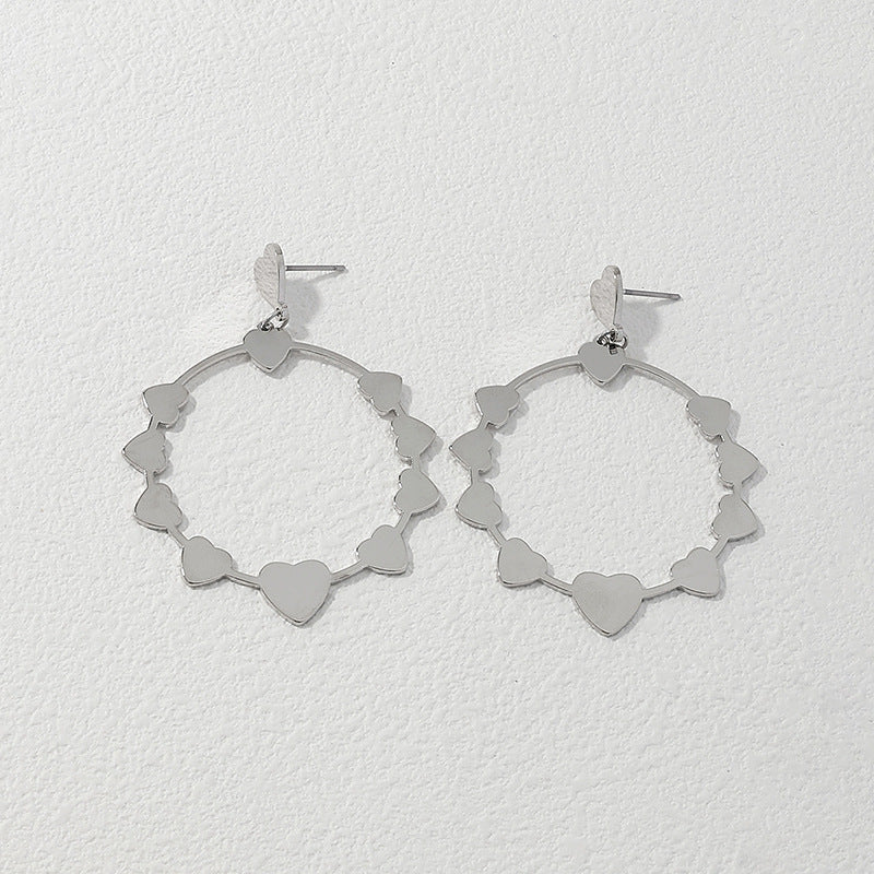 Vintage Inspired Metal Love Pendant Earrings in Internet Red Style