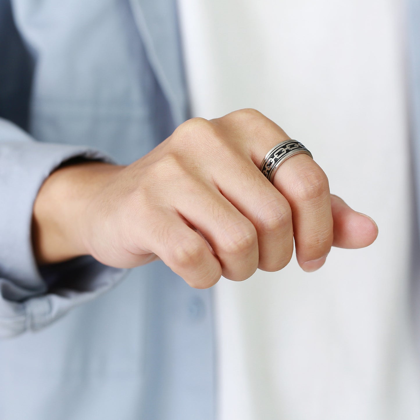 Cross-Border Amazon Jewelry Titanium Steel Men's Rotatable Ring