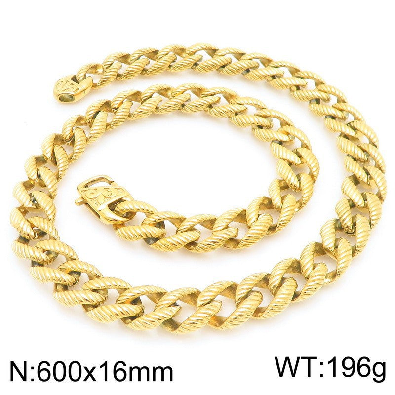 European Fashion Buckle Bracelet Cuban Chain Set For Men