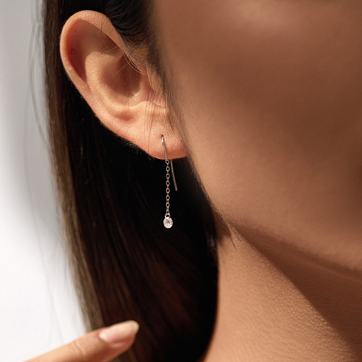 925 Sterling Silver Moissanite Fringe Earrings