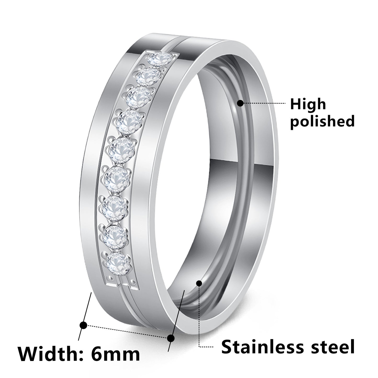 Planderful Everyday Genie Zircon Ring for Couples Unisex Durable Stainless Steel Jewelry with Inlaid Zircon