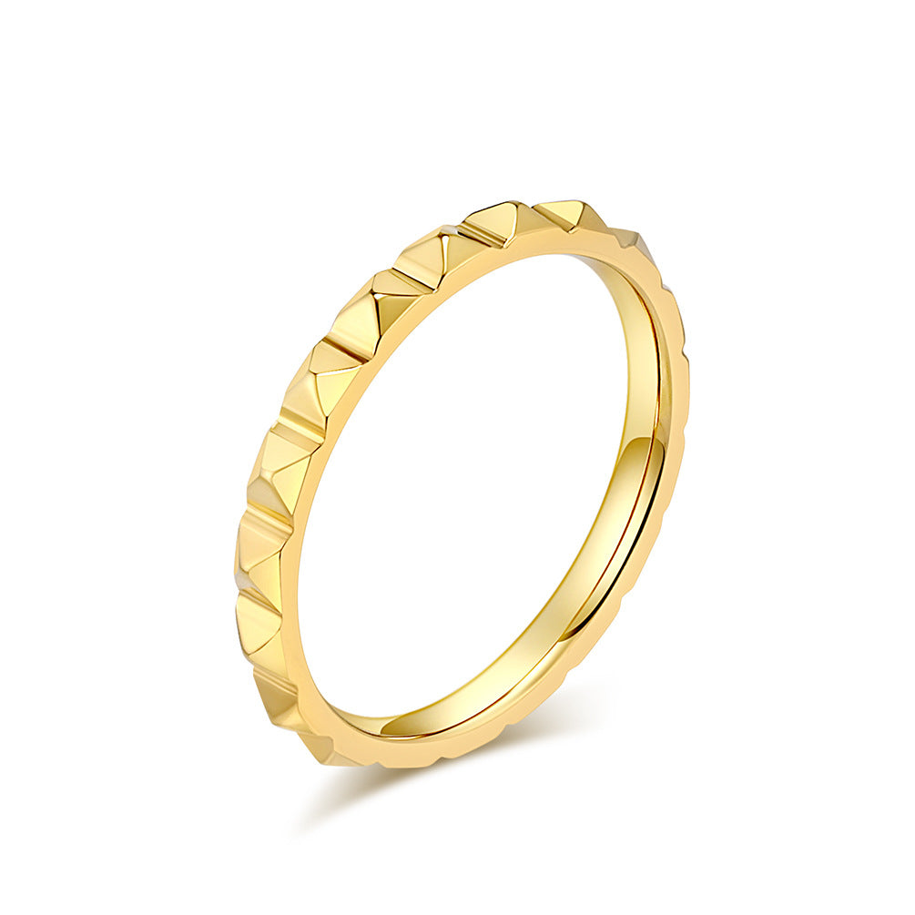 Planderful Titanium Steel Rhombus Ring With Pyramid Lattice Tail For Women Stylish Everyday Genie