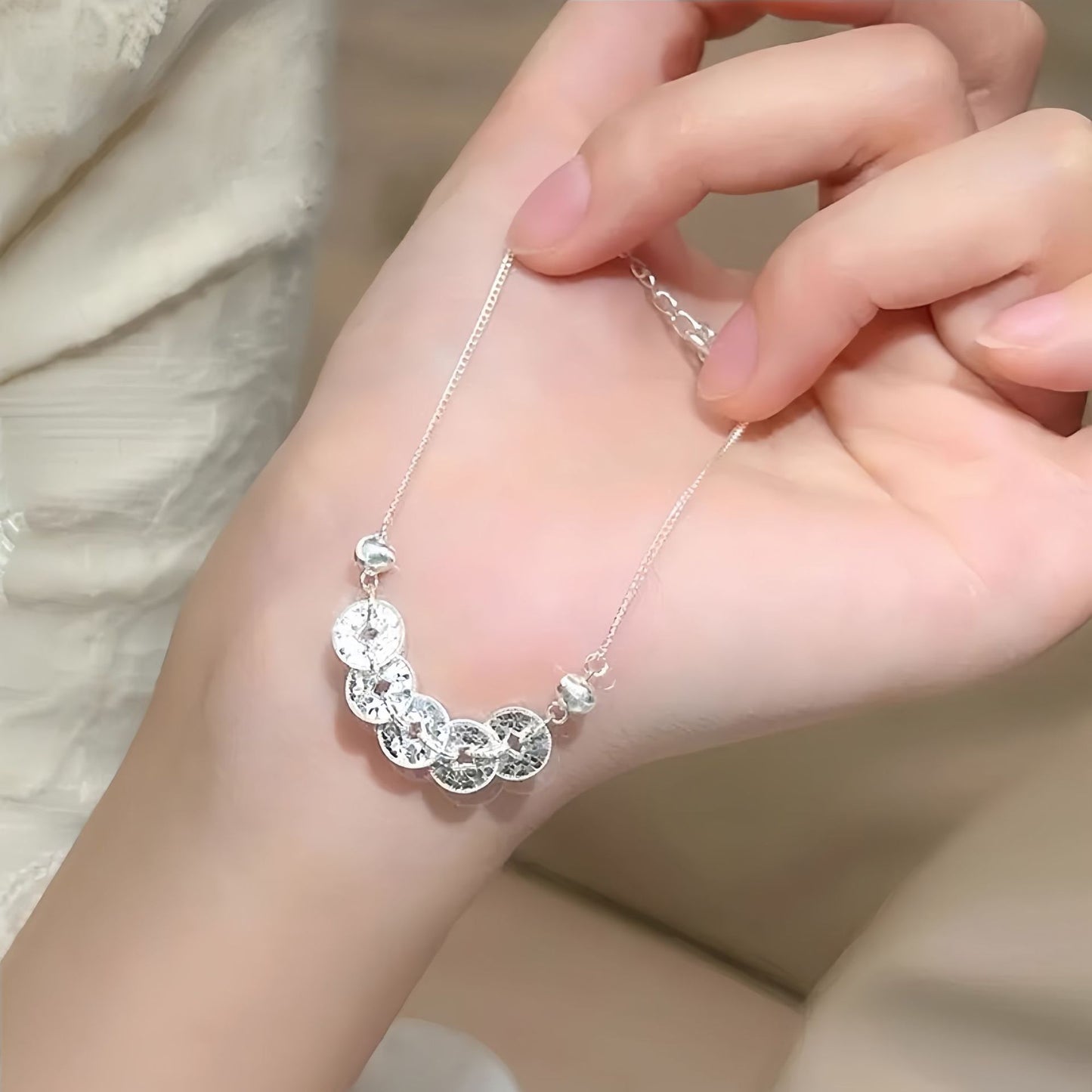Planderful Sterling Silver Bracelet Crushed Ice Crystal Pattern For Women Elegant Everyday Genie Gift
