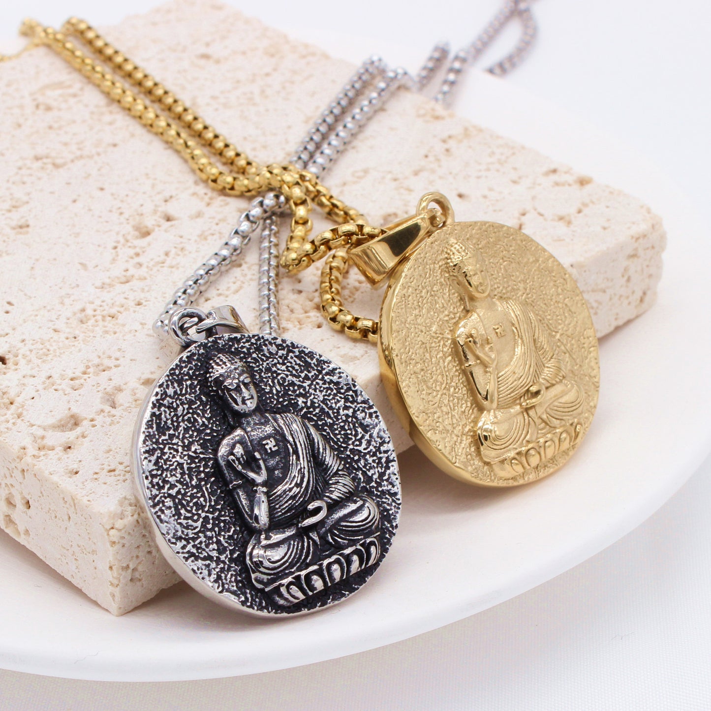 Buddha Pendant For Unisex Wear By Planderful Everyday Genie Titanium Steel Round Sacred Protection