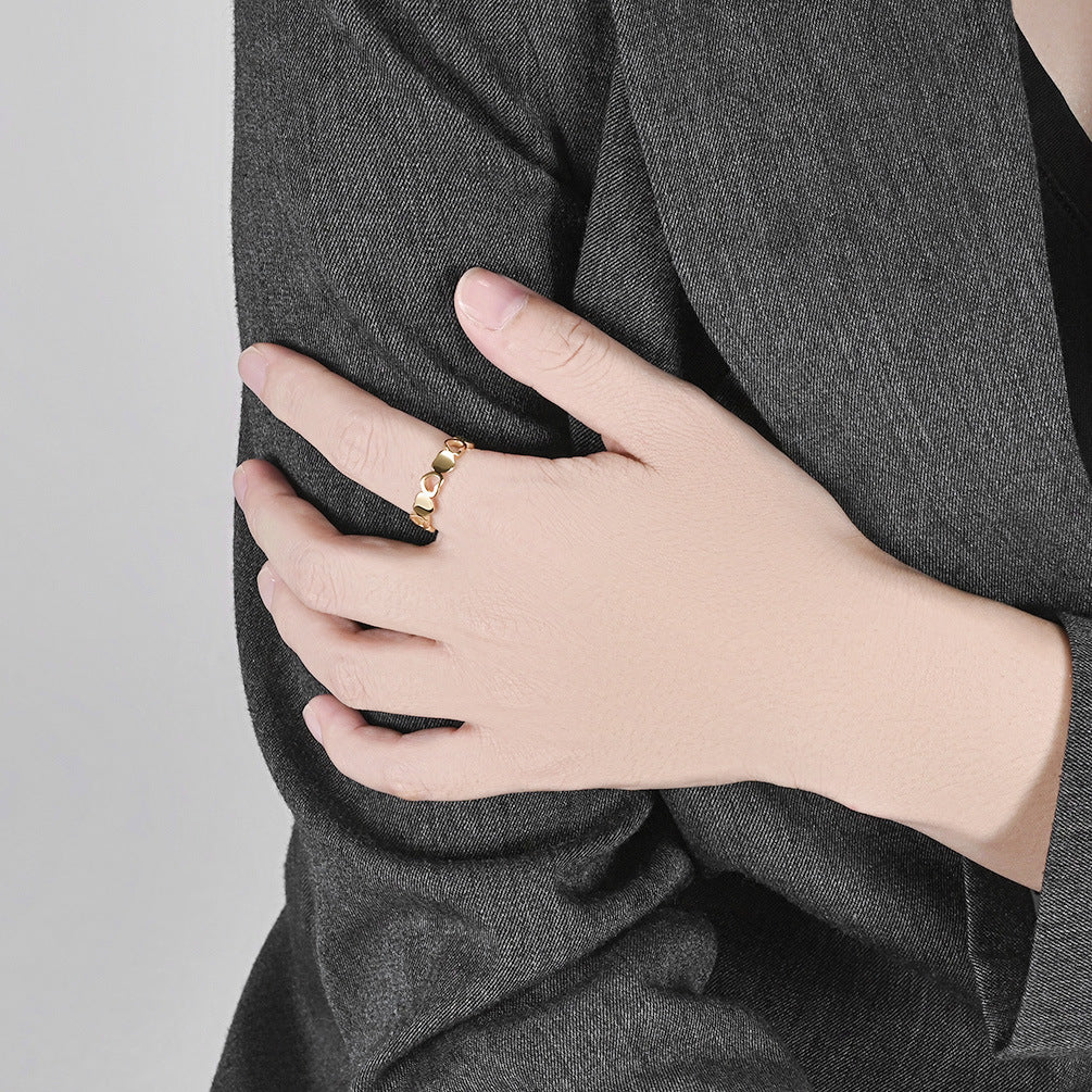 Cross-Border Simple Light Luxury Love Shape Titanium Steel Ring