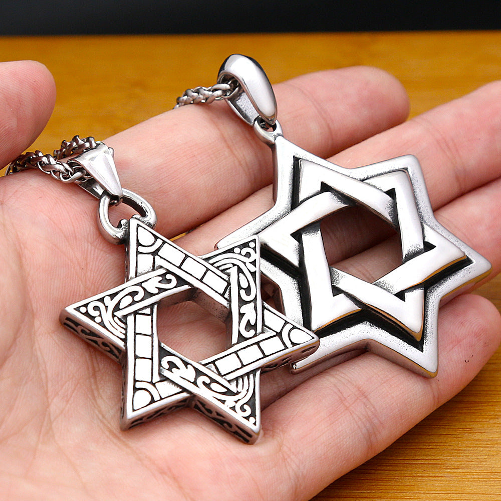 Viking Star Stainless Steel Men's Pendant Necklace