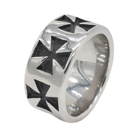 Planderful Titanium Steel Ring Retro Cross Design For Men And Unisex Bold Statement Jewelry