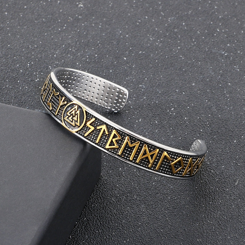 Planderful Odin Rune Bracelet Open For Men Stainless Steel