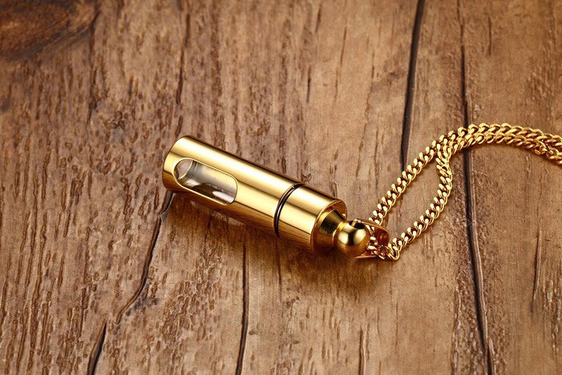 Perfume Bottle Pendant Stainless Steel Openable Steel Glass