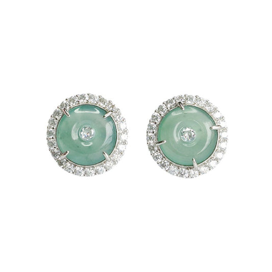 Icy Blue Jadeite Peace Buckle Stud Earrings