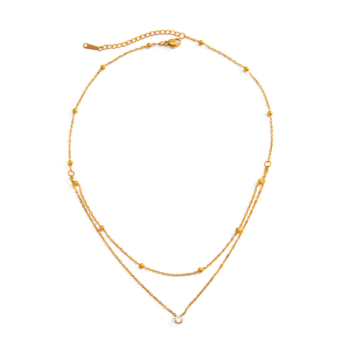 Round Bead Double-Layer Stainless Steel Necklace