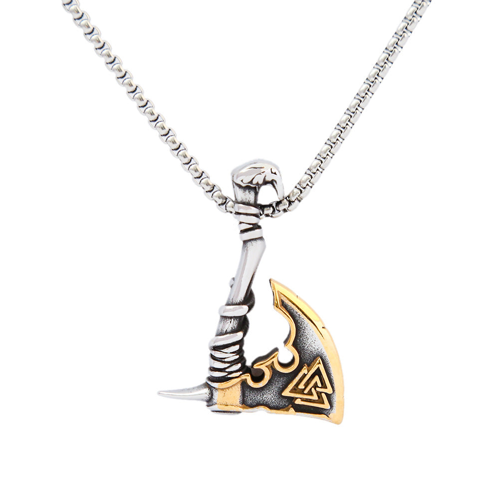 European and American Stainless Steel Viking Axe Necklace