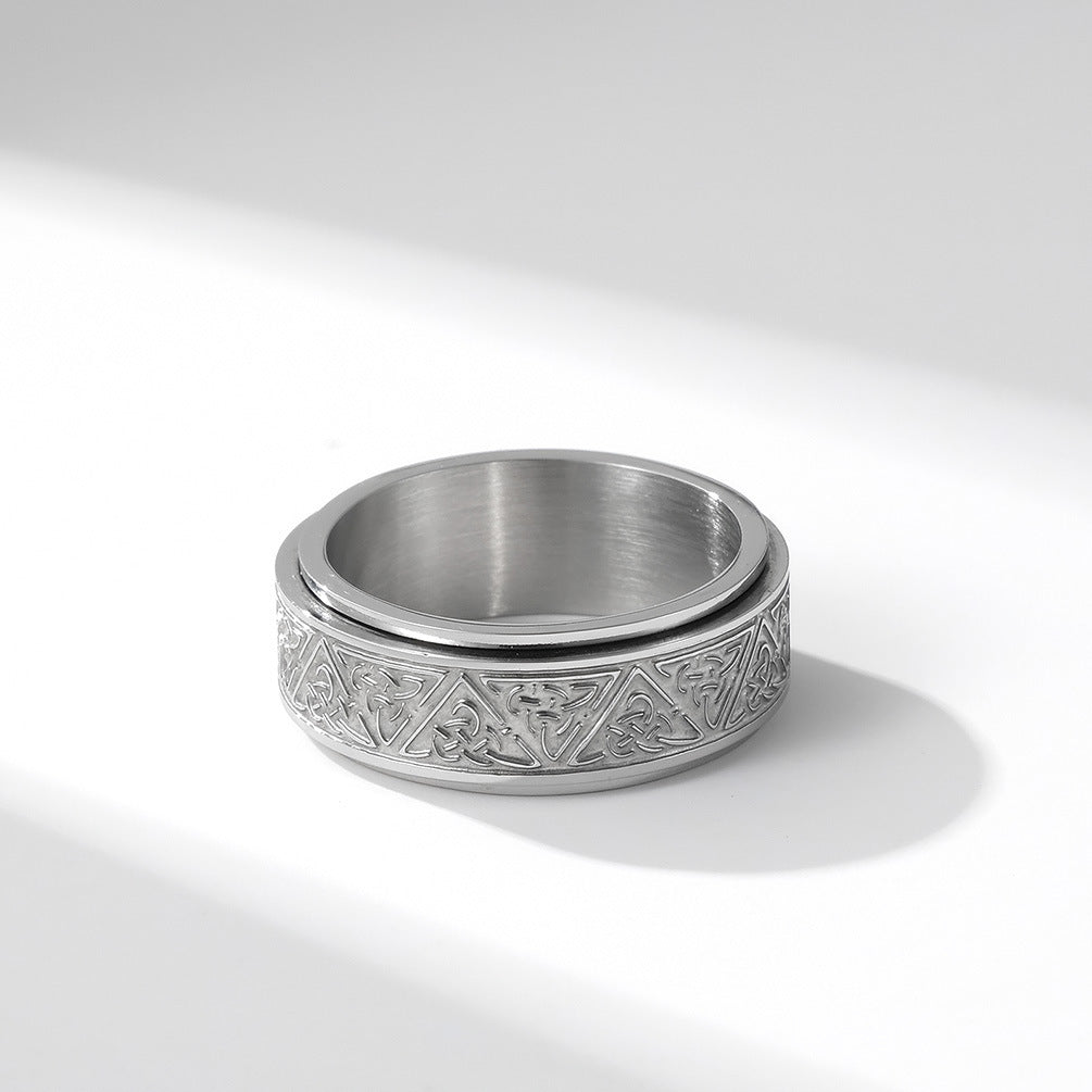 Nordic Celtic Triangle Stainless Steel Rotatable Ring for Men