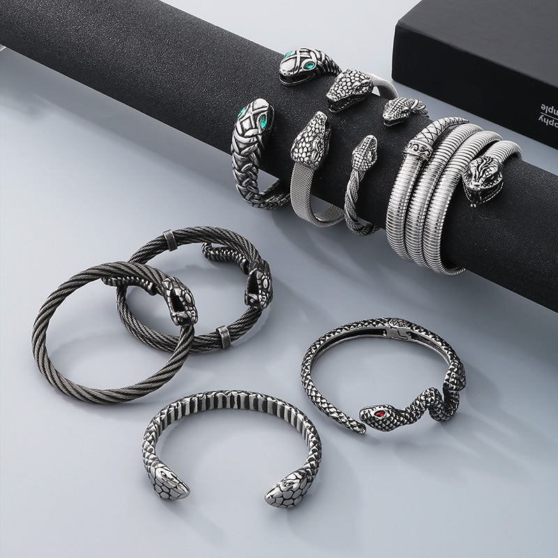 Planderful Snake Bracelet For Men Zircon Encrusted Premium